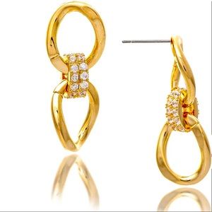 RIVKA FRIEDMAN Gold Curb Chain Link & CZ Earrings